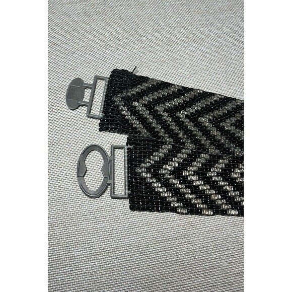 Vintage Stretch Glass Sead Bead Belt  Chevron OS 80’s GLAM Handemade - Picture 8 of 9